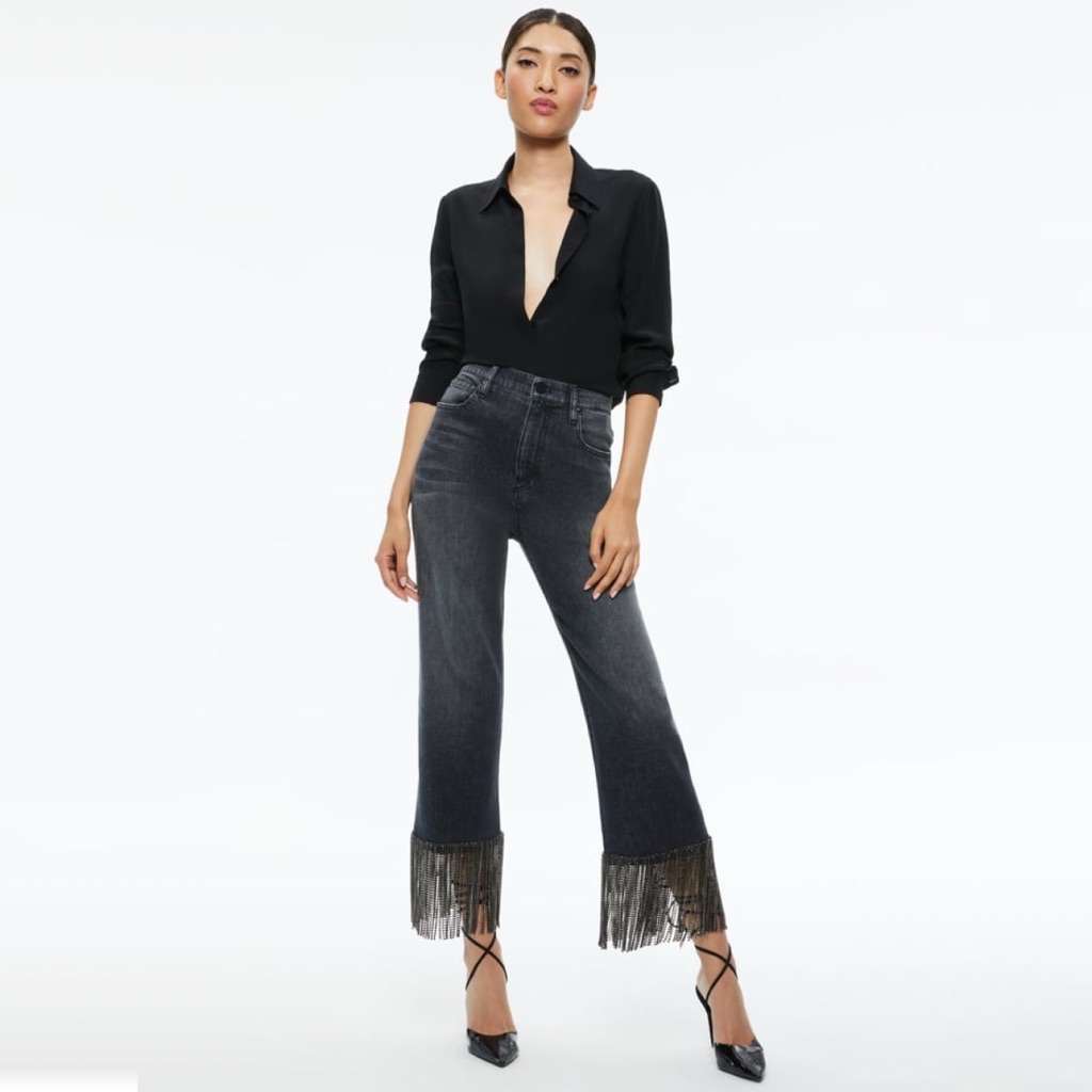 Alice + Olivia Black And Gray Boyfriend Jeans